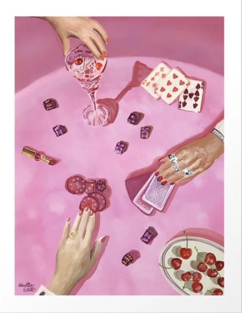 Playing Cards Aesthetic, Poker Painting, Vegas Painting, Poker Aesthetic, Games For Ladies Night, Casino Aesthetic, Poker Art, Deck Wall, Birthday Teen