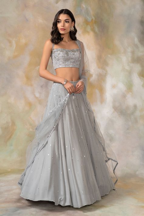 Grey Lehenga, Cutwork Blouse, Lehenga Designs Simple, Independance Day, Lehenga Blouse Designs, Net Lehenga, Embroidered Lehenga, Lehenga Blouse, Embellished Blouse