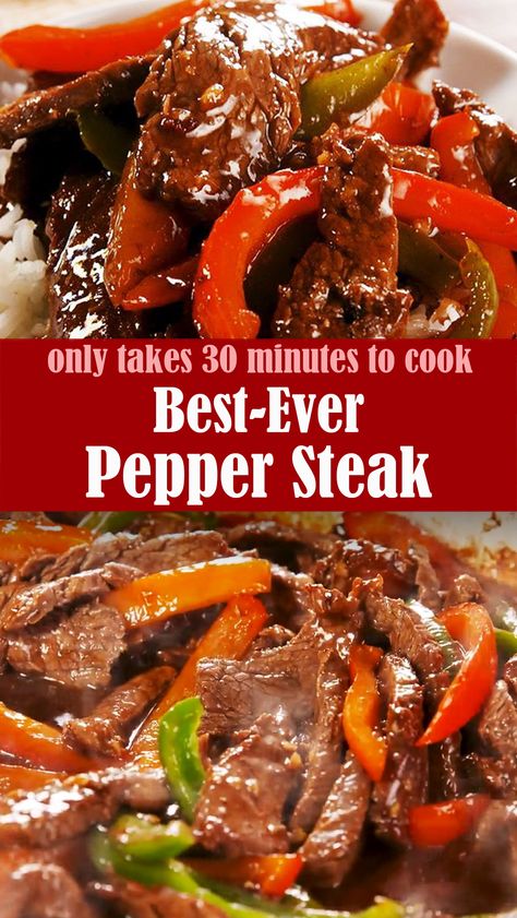 Best-Ever Pepper Steak Recipe Pepper Steak Recipes, Pepper Steak Recipe Easy, Peper Steak, Steak Meals, Pepper Steak Stir Fry, Chinese Pepper Steak, Pepper Steak Recipe, Easy Steak Recipes, Chinese Cooking Recipes