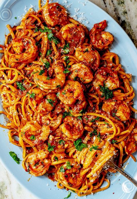 Spicy Linguine Recipes, Fall Party Food Ideas, Shrimp Linguine Recipe, Seafood Linguine, Fall Party Food, Shrimp Linguine, Linguine Recipes, Cooking Substitutions, Easy To Make Appetizers