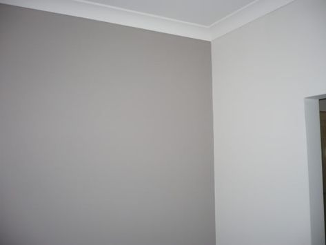 Dulux Sheer Hose (darker) and Pebble grey (half strength) Crown Paint, Grey Boys Rooms, Dulux Paint Colours, Living Room Colour Schemes, Grey Wall Color, Gray Painted Walls, Attic Closet, Interior House Colors, Tranquil Retreat