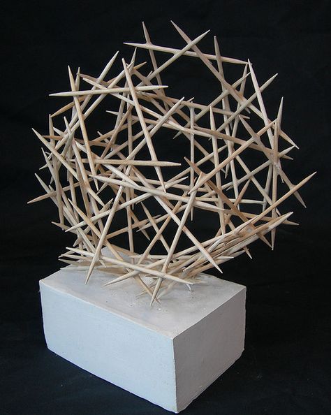 Toothpick Sculpture, Classe D'art, Sculpture Lessons, Meaningful Design, Geometric Sculpture, Stick Art, Sculpture Projects, Recycled Art, Abstract Sculpture