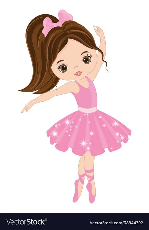 Beautiful brunette ballerina dancing vector image Ballerina Girl Drawing, Brunette Ballerina, Ballerina Cartoon, Ballerina Images, Ballerina Clipart, Barbie Drawing, Ballerina Cakes, Ballerina Birthday Parties, Ballerina Art