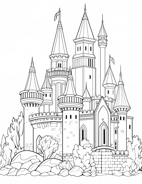 Castle Reference, Castle Drawings, Castle Houses, Castle Coloring Page, Kids Castle, Castle Drawing, Royal Castles, Castle House, Edinburgh Castle