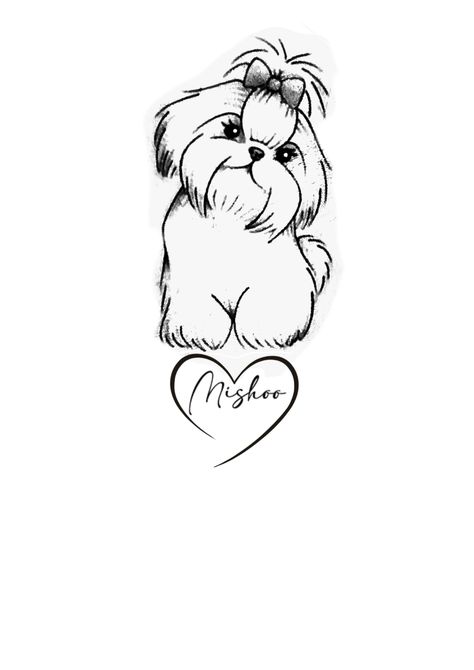 Shitzu Dog Tattoo, Shitzu Puppies Drawings, Shih Tzu Line Art, Shih Tzu Sketch, Shitzu Drawing, Shitzu Tattoos, Shih Tzu Drawing, Shih Tzu Tattoo, Tattoos Pequeños