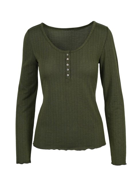 Product Description Henley Top Product Details 70% Polyester, 25% Viscose, 5% Spandex Machine Washable Standard length Scoop neckline Imported Dark Academia Clothes, Academia Clothes, Bronze Green, Women's Henley, Henley Top, Ribbed Knit Sweater, Green Tops, Henley Shirts, Top Sales