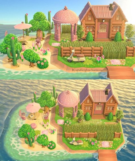 ANIMAL CROSSING NEW HORIZONS 🍃 on Instagram: “By: @afterglow.horizons ♥️ Follow for more news, designs, memes, ideas.. 🙈: @animalcrossingdream_ #animalcrossingnewhorizons #acnh…” Animal Crossing Home Exterior Ideas, Animal Crossing Home Exterior, Hhp Acnh Ideas, Acnh Hhp Homes, Acnh Hhp, Spring Sunrise, Homes Ideas, Animal Crossing Characters, Swim Meet