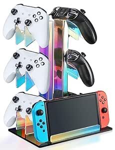 NiHome Iridescent Acrylic 3-Tier Game Controller Holder Headset Stand for PS5 Xbox ONE Switch, Universal Game Controller Organizer Stand Anti-Slip Stable Gaming Accessories Stand (Black Base) Game Controller Holder, Christmas Wallpaper Ipad, Remote Organization, Controller Holder, Accessories Stand, Iridescent Acrylic, Nvidia Shield, Headset Holder, Headset Stand