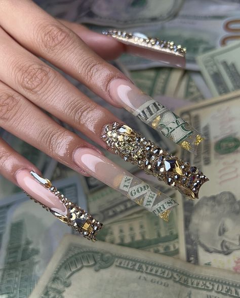 3xl baddie💸 #batonrougenailtech #nails #nailinspo #explore #explorepage #donebyhai #nailinspo2024 #225nailtech #2024nails #nailsofinstagram #nails #nailstagram #nailsnailsnails #nailsoftheday #nailinspiration #birthdaynails #naildesigns #moneynails #quincenails Nails Money Design, Money Nail Set, Money Acrylic Nail Design, Money Set Nails, 23 Birthday Nails, Xl Nails Design, Baddie Fall Nails, Virgo Birthday Nails, Xl Long Acrylic Nails