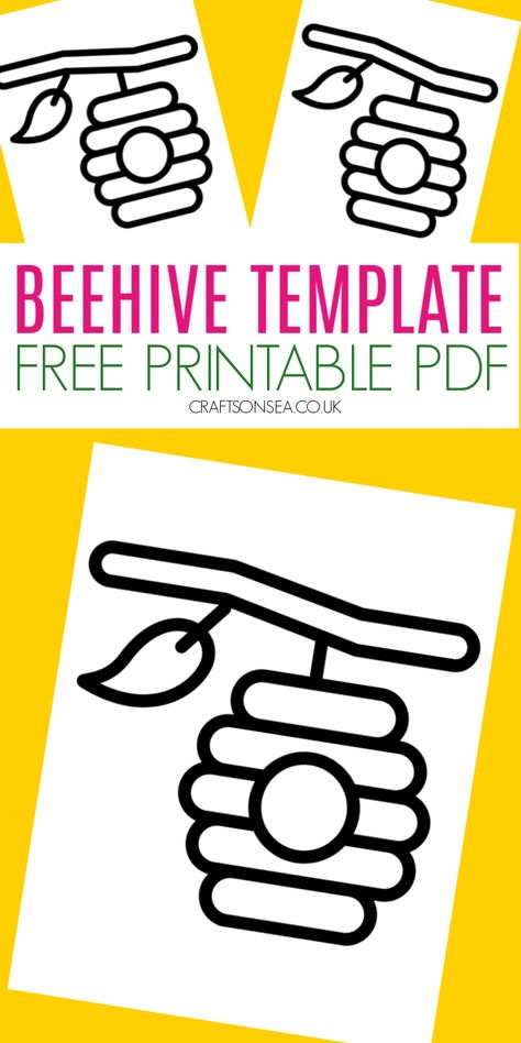 beehive template free printable pdf for kids crafts Bee Hive Printable Free, Beehive Template, Beehive Pictures, Ornament Coloring, Bee Template, Beehive Art, Christmas Ornament Coloring Page, Bee Hive Craft, Ant Crafts