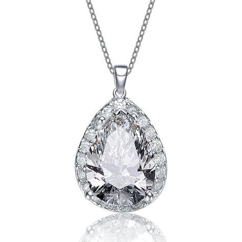 Collette Z Sterling Silver Cubic Zirconia Pear-shape Necklace ($22) ❤ liked on Polyvore featuring jewelry, necklaces, sterling silver jewelry, sterling silver cubic zirconia jewelry, drop pendant necklace, sterling silver cz jewelry en white necklace Pear Shaped Pendant, Cubic Zirconia Necklace, Halo Pendant, Key Necklace, Teardrop Pendant, Drop Pendant, Watch Necklace, Unique Charms, Luxury Jewelry