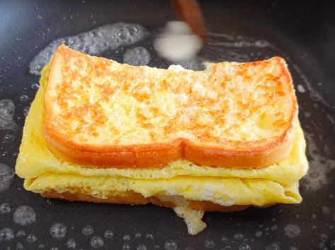 One Pan Egg Toast Is A Delicious Start To The Day Egg Toast Breakfast, Egg Toast, Breakfast Toast, What's For Breakfast, Cheese Sandwich, Breakfast Recipes Casserole, Breakfast Items, One Pan, Breakfast Brunch Recipes