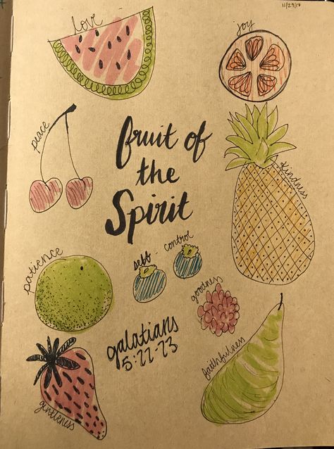 Fruits of the Spirit Holy Girl, Bible Drawing, Fruits Of The Spirit, Fruit Of The Spirit, Sunday School, The Spirit, Bible Study, Bucket List, Bullet Journal