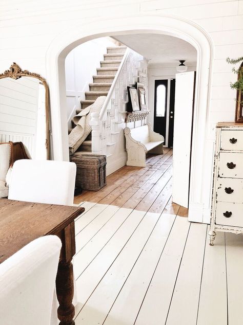 White Painted Wood Floors, White Painted Floors, Painted Wooden Floors, House Is A Mess, Painted Wood Floors, White Wood Floors, Painted Floor, Porch Flooring, Wooden Floors