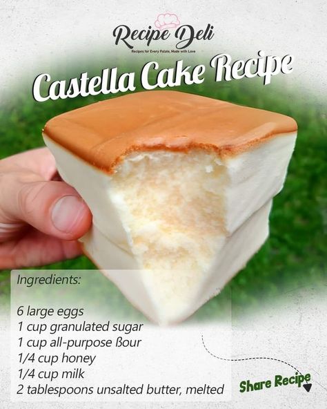 Recipe Deli, Castella Cake Recipe, Castella Cake, Roll Cakes, Sponge Cakes, Fun Cakes, Deli Food, Recipe Ingredients, Fun Baking Recipes