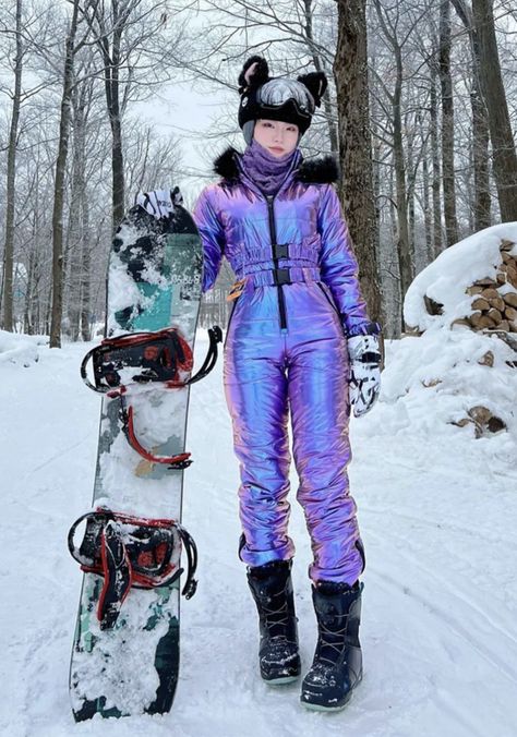 Cute Snow Suit, Ski Outfits For Women Style, Vintage Ski Outfit, Suit With Hoodie, Snow Outfits For Women, Space Clothing, Ski Outfit For Women, Ski Fits, Stylish Workout Clothes