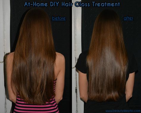 Don't break the bank on salon glossing treatments. You DO NOT need a stylist to do this and you can DIY at home for WAY LESS! Dull Hair Before And After, Gloss On Hair Before And After, Add Shine To Dull Hair, Diy Hair Gloss Homemade, Color Gloss Hair Before And After, How To Gloss Hair At Home, Hair Glaze Before And After, Diy Hair Gloss, Hair Glossing Before And After