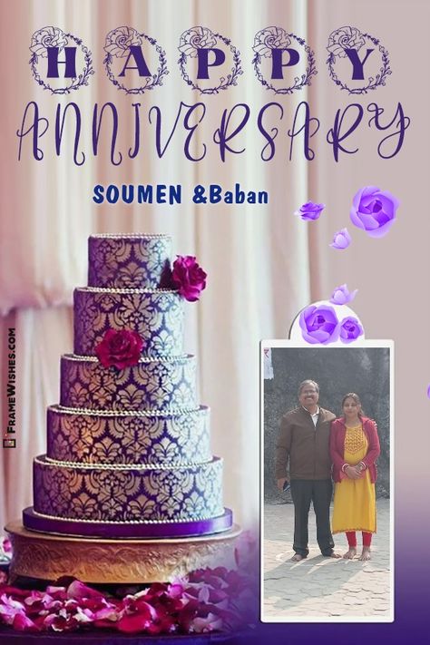 3 Tier Anniversary Cake, Anniversary Cake Pictures, Happy Marriage Anniversary Cake, Best Anniversary Wishes, Anniversary Cake With Photo, Happy Anniversary Cake, Cake With Photo, Marriage Anniversary Cake, Anniversary Cake With Name