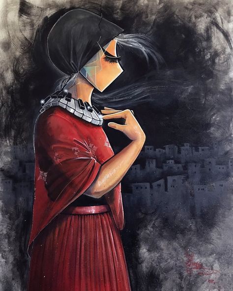 Shamsia Hassani on Instagram: “And done, “Please suggest a title“ Spray & Acrylic on Canvas 100x75 cm #atmystudio #painting #kabul #afghanistan #voice #love #imagination…” Graffiti Workshop, Female Street Artist, Scale Drawing, Bright Art, Dark Pictures, Graffiti Artist, Buy Prints, Street Art Graffiti, Colorful Paintings