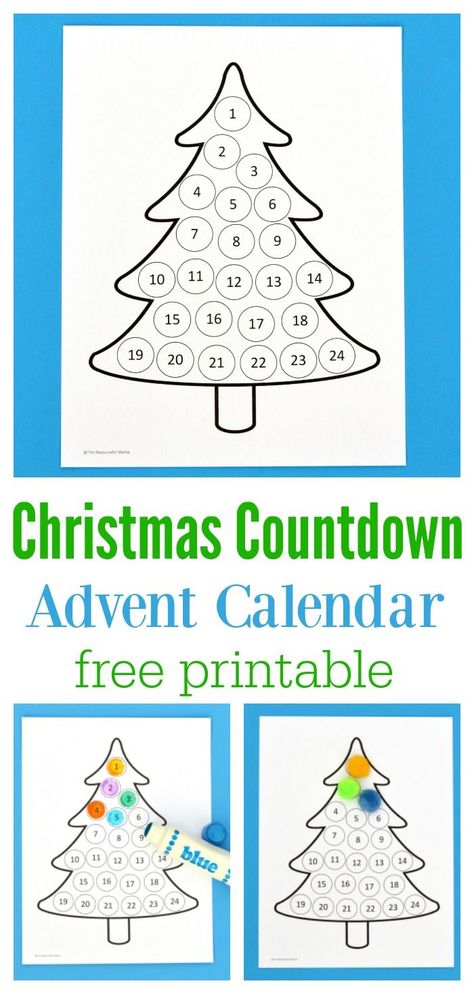 Free printable Christmas countdown advent calendar for kids. Use Do a Dot Markers, bingo markers, pom poms, stickers, or crayons to fill in each day. Christmas Countdown Crafts, Countdown Calendar Printable, Christmas Countdown Diy, Preschool Christmas Activities, Calendar Advent, Printable Advent Calendar, Calendar Craft, Christmas Countdown Calendar, Christmas Kindergarten