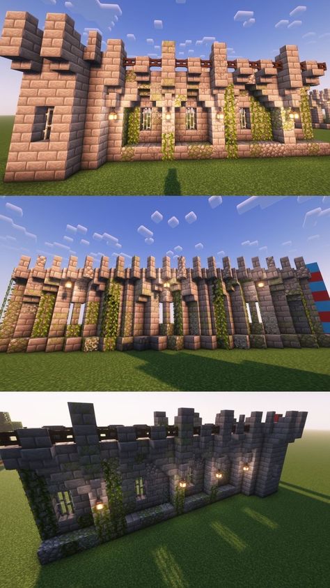 Minecraft Houses Cobblestone, Kingdom Walls Minecraft, Medieval Staircase Minecraft, City Wall Minecraft, Minecraft Walled City, Cobblestone Castle Minecraft, Minecraft Brick Wall Design, Dark Oak Castle Minecraft, Minecraft Medieval Prison