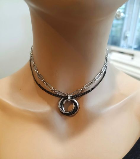 Ring Day, Punk Necklace, Necklace Infinity, Sparkly Necklace, Day Collar, Collar Choker, Infinity Pendant, Gothic Punk, Choker Collar