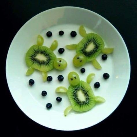 Kiwi Grape Turtle, Kiwi Turtles, Kiwi Turtle, Turtle Recipe, Aesthetic Breakfast, Breakfast Aesthetic, Breakfast Appetizers, Decorações Com Comidas, Food Art For Kids