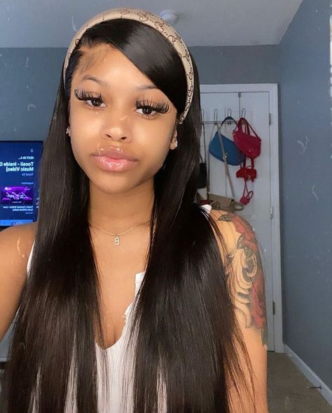 Slick Hairstyles, Hair Laid, Brown Wig, Headband Wigs, Front Lace Wigs Human Hair, Baddie Hairstyles, Wig Styles, Lace Wig, Black Girls Hairstyles