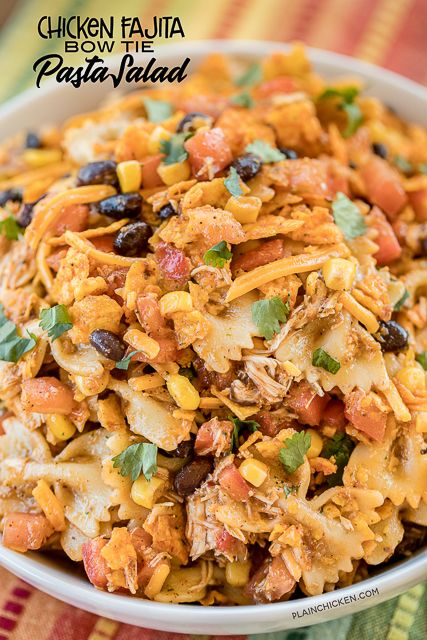 Chicken Fajita Bow Tie Pasta Salad | Plain Chicken® Fajita Pasta Salad, Bow Tie Pasta Salad, Fajita Pasta, Bowtie Pasta Salad, Chicken Fajita Pasta, Bow Tie Pasta, Best Pasta, Chicken Fajita, Bowtie Pasta