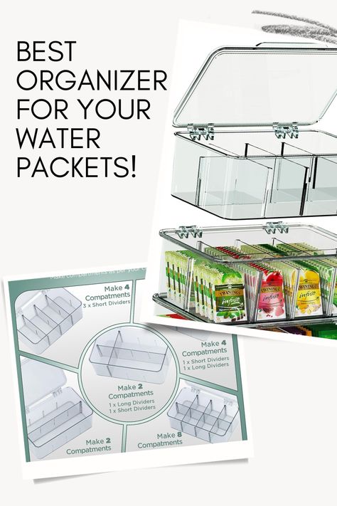 best kitchen organizer for you flavored water packets #organization #trending #flavoredwaterpackets #springcleaning - *commissions earned* Water Packet Organization, Water Flavor Packets Storage, Drink Packet Organization, Packet Organization, Flavored Water Packets, Water Packets, Tea Bag Storage, Storing Water, Tea Bag Organizer