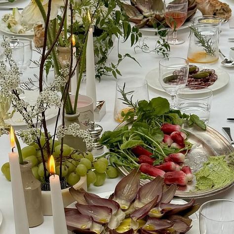 Kirthanaa Naidu on Instagram: "a simple & seasonal french style lunch for @carriere_freres, curated by me & cooked by the best @clareccole & @marthalovingeats ❣️" French Buffet Table, French Party Aesthetic, French Dinner Party Table Setting, Carriere Freres, French Dinner Party, French Table Setting, French Lunch, French Dinner Parties, French Dinner