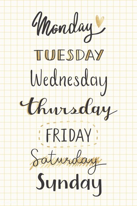 Weekdays typography collection vector | premium image by rawpixel.com / Minty #vector #vectoart #digitalpainting #digitalartist #garphicdesign #sketch #digitaldrawing #doodle #illustrator #digitalillustration #modernart #typography Bullet Journal Titles, Penanda Buku, Bullet Journal Font, Bullet Journal Banner, Journal Fonts, Bullet Journal Paper, Bullet Journal Mood, Bullet Journal Aesthetic, Bullet Journal Notebook