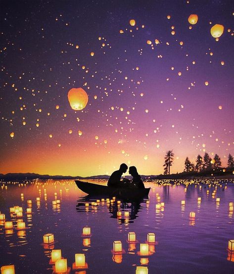 Digital Art by Robert Jahns Lantern Festival China, Flying Lantern, Whats Wallpaper, Sky Lanterns, Images Disney, Dreamy Landscapes, Art Disney, Pinturas Disney, Love Wallpaper