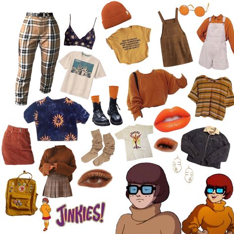 velma dinkley inspired fits Velma Dinkley Aesthetic Outfit, Velma Outfit Ideas, Velma Inspired Outfit, Scooby Doo Inspired Outfits, Velma Outfit, Velma Aesthetic, Velma Halloween Costume, Fred Scooby Doo, Velma Costume