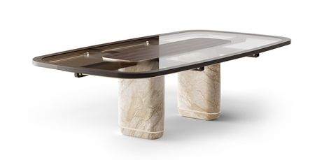 MENHIR Dining Table - Alva Musa Materials Board Interior Design, Furniture Details Design, Marble Finish, Luxury Table, Wood Finishes, Glass Top Coffee Table, Coffee Table To Dining Table, Hotel Furniture, Furniture Details