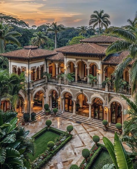 Hacienda Style Homes, Mansion Exterior, A Mansion, Dream Life House, Fantasy House, Spanish House, Mediterranean Homes, Luxury Homes Dream Houses, Dream House Interior