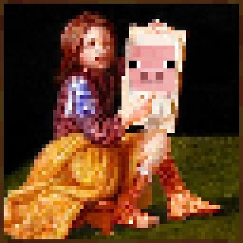 Pig Portrait, Minecraft Pig, Game Poster, Portrait Poster, Video Game, Minecraft, Yellow, Art