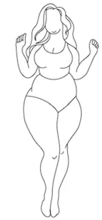 Plus Size Woman Silhouette Drawing, Drawings Of Bodies Woman Sketch, Women Base Drawing, Body Outline Drawing Simple, Plus Size Body Reference Drawing, Woman Outline Drawing, Plus Size Drawing Reference Poses, Body Outline Drawing, Girl Outlines