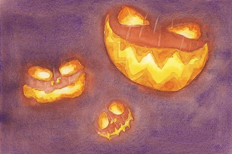 Halloween Painting Ideas Watercolor, Lantern Painting Ideas, Watercolor Art For Beginners Halloween, Painting Ideas Spooky, Watercolor Halloween Art For Kids, Autumn Art Projects, Jack O Lantern Painting, Pumpkin Watercolor Painting For Kids, Halloween Watercolor Painting