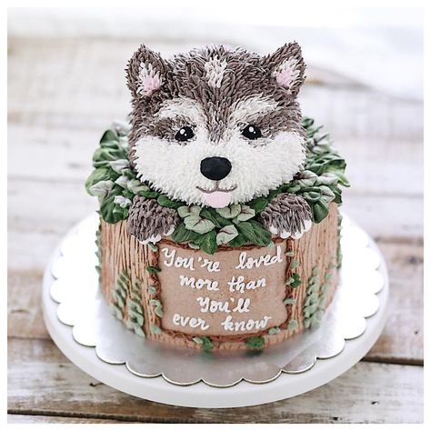 Wolf Cake, Baby Husky, Baby Huskies, 9th Birthday Cake, Birthday Baking, Baby Wolf, Best Party Food, Dog Cakes, Animal Cakes