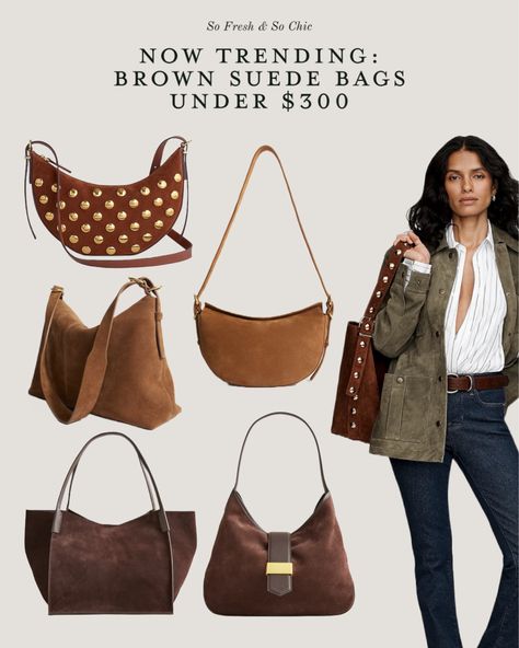 Now trending! Brown suede bags for Fall! All under $300.
- 
fall fashion finds - fall capsule wardrobe - brown suede tote bag - the row - curved shoulder bag - Madewell - and other stories - affordable suede bag - chocolate brown suede shoulder bag - brown  suede studded strap bucket bag - brown suede gold studded curved bag - suede work bag 

Follow my shop @sofreshandsochic on the @shop.LTK app to shop this post and get my exclusive app-only content!

#liketkit #LTKTravel #LTKItBag #LTKStyleTip
@shop.ltk
https://liketk.it/4Owvo Suede Brown Bag Outfit, Brown Suede Purse Outfit, Brown Suede Shoulder Bag For Fall, Everyday Brown Suede Shoulder Bag, Brown Suede Shoulder Bag, Suede Tote Bag, Suede Tote, Studded Bag, Daily Outfit Inspiration