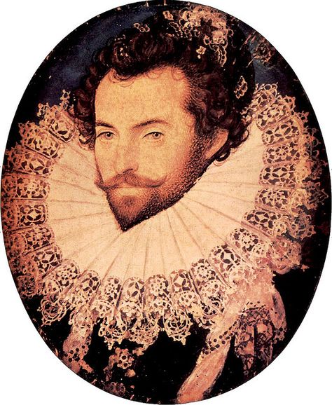 Sir Walter Raleigh, a miniature by Nicholas Hilliard Roanoke Colony, Walter Raleigh, Roanoke Island, World Famous Paintings, Elizabethan Era, Tudor Dynasty, Tudor Era, Tudor History, A Discovery Of Witches