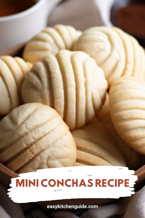 Learn how to make delicious Mini conchas . Get step-by-step instructions for making this amazing meal to wow your family and friends! Churro Conchas, Manteconchas Recipe, Mini Conchas Recipe, Concha Bread Recipe, Easy Concha Recipe, Conchas Bread, Concha Designs, Concha Recipe, Christmas Conchas