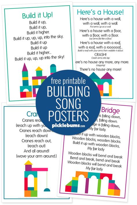 The Best Building Songs for Preschoolers - Picklebums Preschool Building Theme, Classroom Center Organization, Preschool Building Activities, Block Play Area, Preschool Block Area, Songs For Preschoolers, Construction Theme Preschool, Creative Curriculum Preschool, Preschool Construction