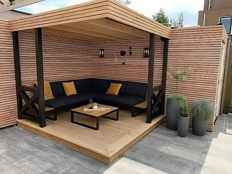 Wood-Working-Interior-Design Design Per Patio, Garden Sitting Areas, Hiasan Bilik Tidur, Back Garden Design, Outdoor Seating Area, Backyard Seating, Home Garden Design, Terrace Design, Pergola Plans