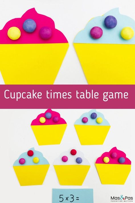 Teach your child times tables with this fun cupcake game. It’s a really visual way to teach the concept of times tables and multiplication. A great fun learning game for teaching early numeracy. It’s easy to make and fun to play. #teachingtimestables #timestables #timestablesgame #earlynumeracy #teachingmultiplication Homeschool Multiplication, Fun Multiplication Games, Teach Times Tables, Times Tables Games, Math Classroom Posters, Screen Free Kids, Early Numeracy, Educational Activities For Toddlers, Educational Toddler Activities