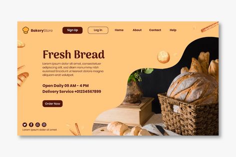 Free Vector | Bread landing page template Bakery Website, Web Page Design, Landing Page Template, Webpage Design, Website Design Inspiration, Page Template, Web Page, Page Design, Landing Page