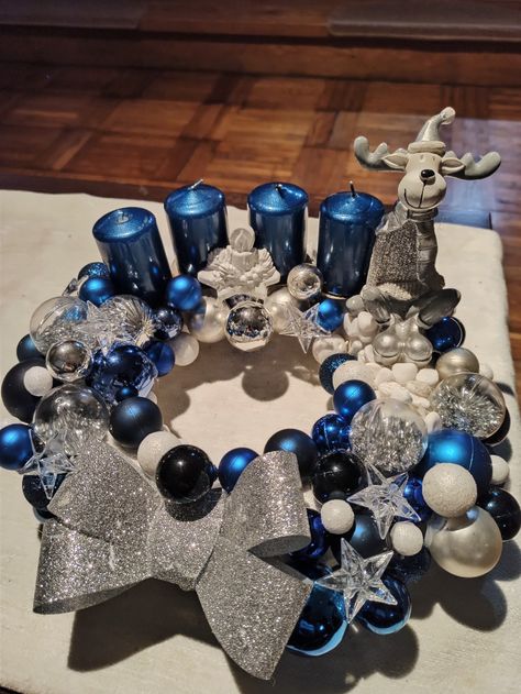 Blue Advent Wreath, Advent Wreath, Hanukkah Wreath, Christmas Decoration, Hanukkah, Blue Sky, Advent, Wreath, Christmas Decorations