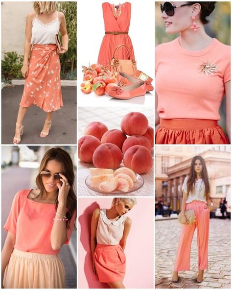 Peach Outfit Ideas, Peach Outfits, True Spring Colors, Peach Clothes, Color Combos Outfit, Outfit Primavera, Pastel Outfit, Bright Spring, Light Spring