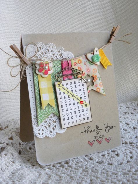 Thank You Card plus 24 more Fun Handmade Cards Kraf Kertas, Handmade Thank You Cards, 카드 디자인, Beautiful Handmade Cards, Handmade Greetings, Handmade Birthday Cards, Card Layout, Card Tags, Creative Cards